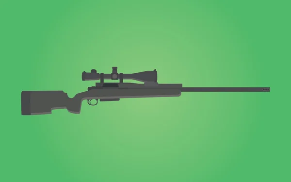 緑の背景と分離された狙撃ライフル銃 — ストックベクタ