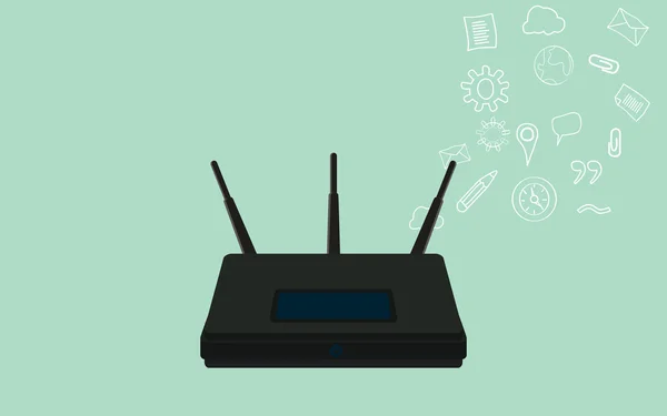 Wifi isolado com fundo verde e coleta de dados de ícone — Vetor de Stock