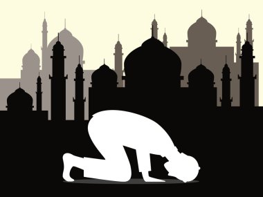 müslüman müslüman dua shalat salah sujud arapça vektör grafik illüstrasyon
