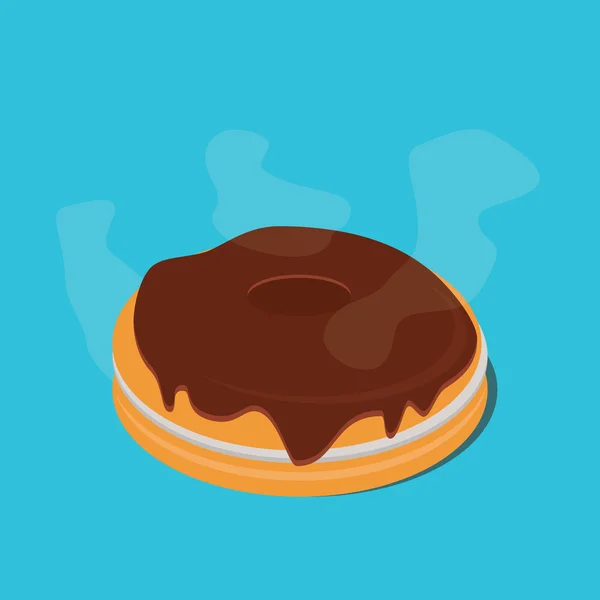 Warme Donut-Schokolade mit Dunst — Stockvektor
