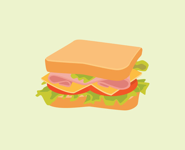 sandwich isolated with bread meat cheese tomato vegetable vector graphic illustration