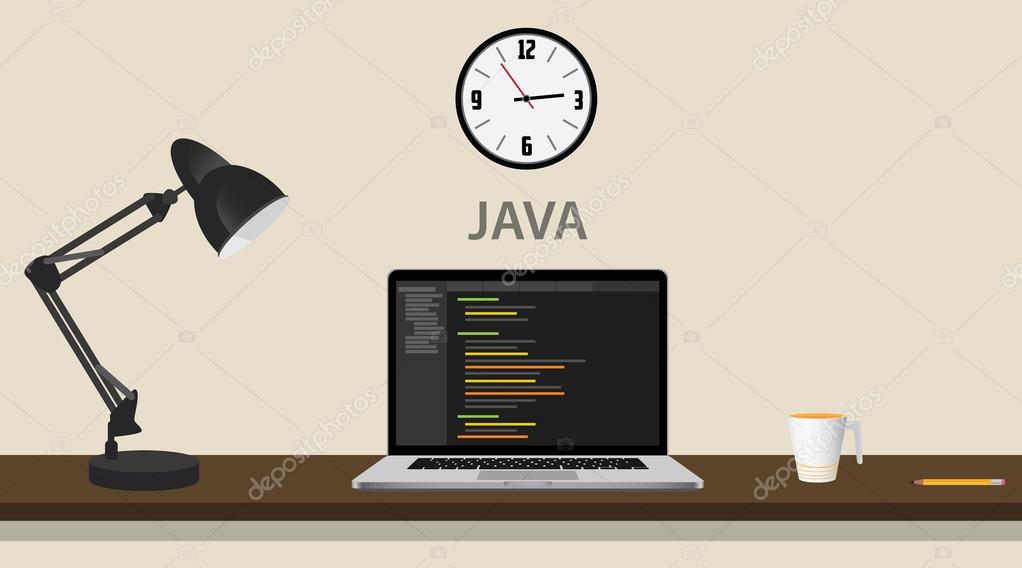 Learn learning java programming with laptop and code on the computer