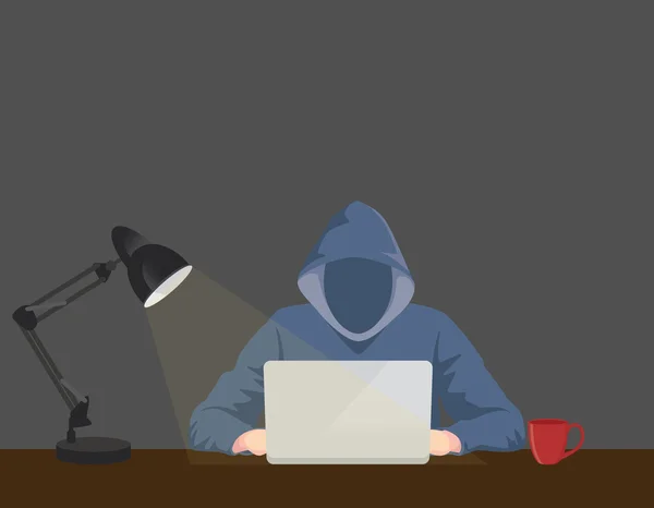 diz üstü gece vektör grafik illüstrasyon ortasında kod yazma ön çalışma programcı hacker
