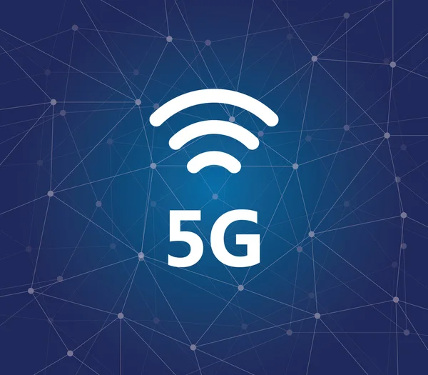 5g netwerk technologie pictogram symbool met blauwe stip galaxy achtergrond vector grafische afbeelding — Stockvector