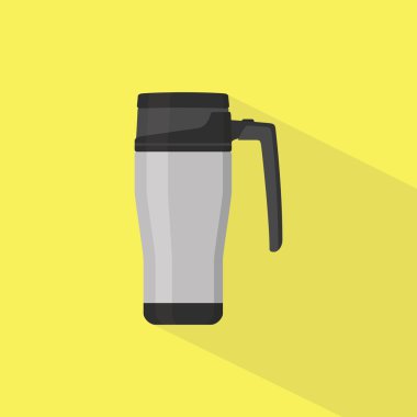 sıcak su tek izole nesne ve düz stil vektör grafiği depolamak için metal cam