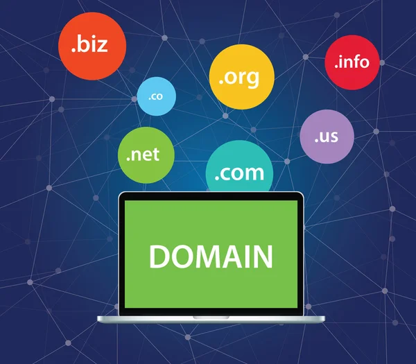 Symbole d'icône de domaine sur le dessus du graphique vectoriel de l'ordinateur portable — Image vectorielle