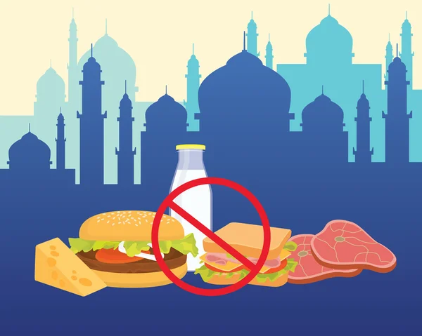 이슬람 휴식 금식 와 금지 의 음식과 음료 벡터 그래픽 — 스톡 벡터