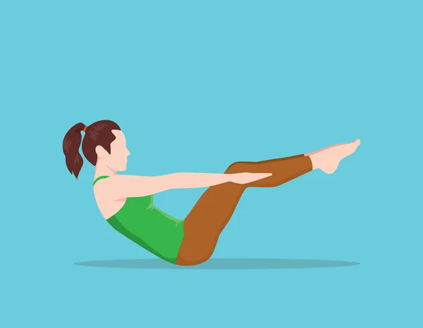 Niedrige Bauch Bein erreichen Übung Pilates Vektor Grafik Illustration — Stockvektor
