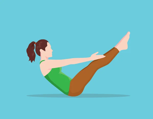 Teaser pilates posizione nome si trovano piatto e ginocchio vettoriale illustrazione grafica — Vettoriale Stock