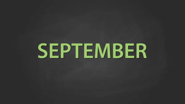 9 月每月文本写在黑板上用粉笔板效果矢量图形 — 图库矢量图片