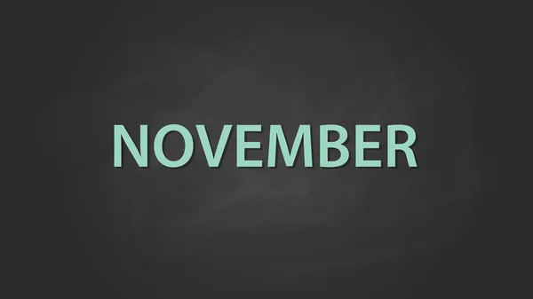 Novembro mês texto escrito na lousa com giz efeito placa gráfico vetorial — Vetor de Stock