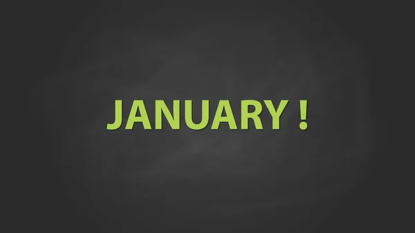 Janeiro mês texto escrito na lousa com giz efeito placa gráfico vetorial — Vetor de Stock