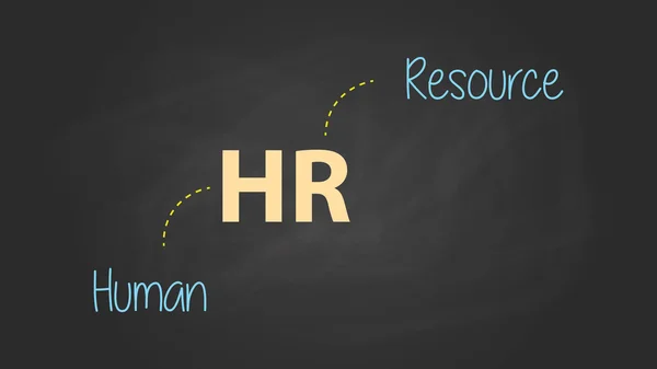 HR human resources concept geschreven over de tekst met schoolbord en krijt effect vectorafbeelding — Stockvector