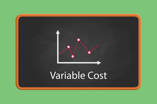 Variabel kostnad koncept illustration med diagram och diagram och med blackboard och svarta tavlan — Stock vektor
