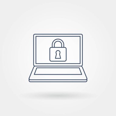 dizüstü bilgisayar güvenliği modern satır ya da taslak biçime sahip tek bir izole simge