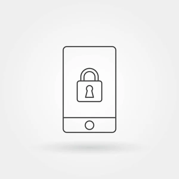 Smartphone sécurité icône isolée unique avec ligne moderne ou style contour — Image vectorielle