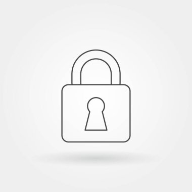 Modern satır ya da taslak biçimli tek asma kilit simgesi