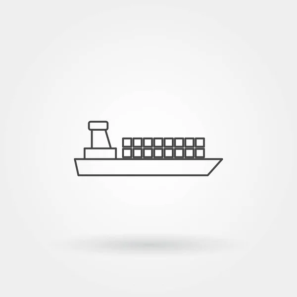 Navire cargo unique icône isolée avec ligne moderne ou style contour — Image vectorielle