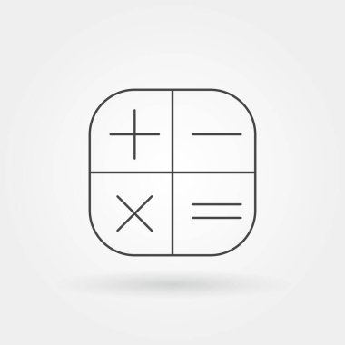 Modern satır ya da taslak biçim çizimi olan tek bir izole hesap makinesi simgesi