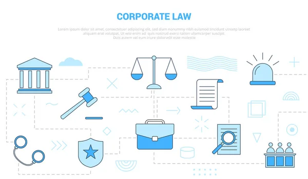 Corporate Law Concept Icon Set Template Banner Modern Blue Color — Stock Vector