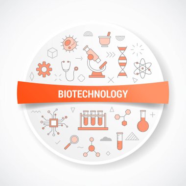 Yuvarlak veya daire şeklindeki vektör illüstrasyonlu simge kavramına sahip biyoteknoloji