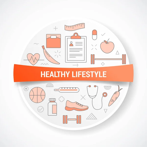 Healthy Lifestyle Icon Concept Circle Shape Vector Illustration — Stock Vector