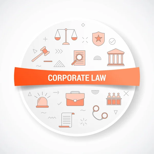 Corporate Law Icon Concept Circle Shape Vector Illustration — Stock Vector
