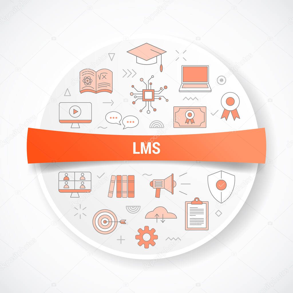 lms learning management system concept with icon concept with round or circle shape vector illustration