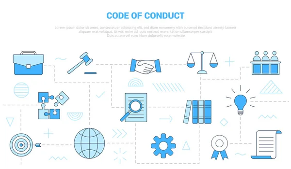 Code Conduct Concept Icon Set Template Banner Modern Blue Color — Stock Vector