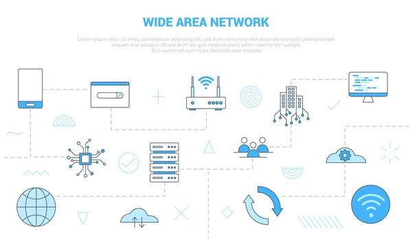 Wan Wide Area Network Internet Concept Mit Icon Set Template — Stockvektor