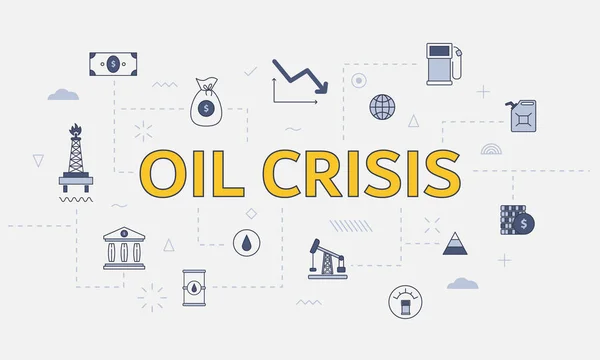 Concept Crise Pétrolière Avec Icône Sertie Gros Mot Texte Sur — Image vectorielle