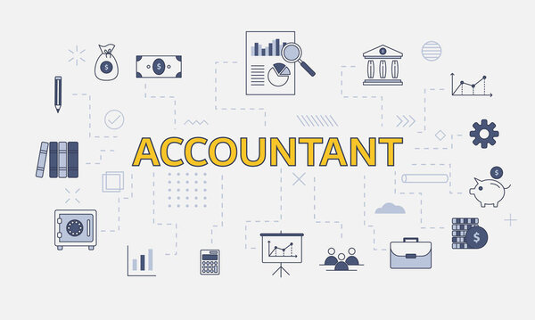 business accountant concept with icon set with big word or text on center vector illustration