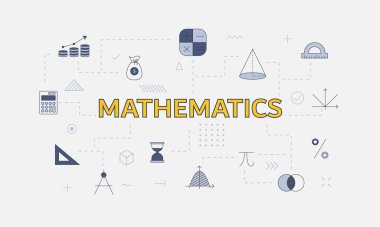 Merkez vektör illüstrasyonunda büyük kelime ya da metin içeren simge setiyle matematik kavramı