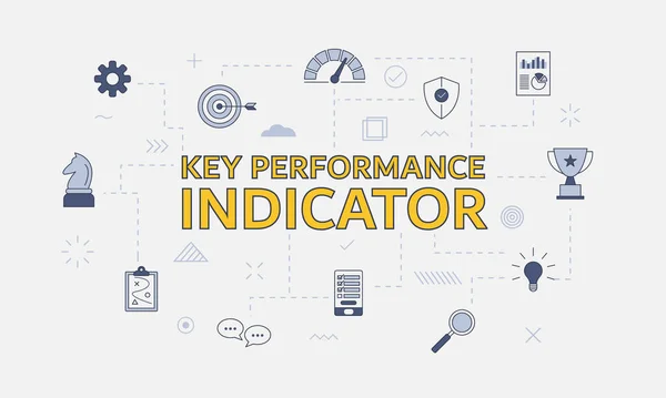 Kpi Nyckeltal Indikator Koncept Med Ikon Set Med Stora Ord — Stock vektor