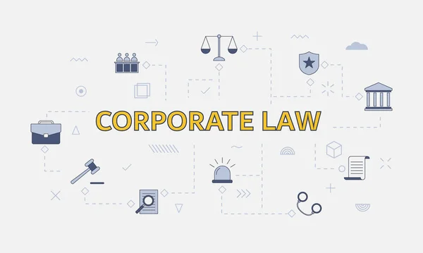 Corporate Law Concept Icon Set Big Word Text Center Vector — Stock Vector