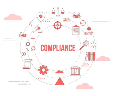 Simge şablon pankartı ve yuvarlak şekil çizimi ile uyum kavramı