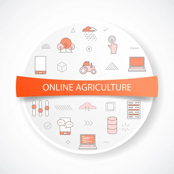 Concetto Agricoltura Online Con Concetto Icona Con Forma Rotonda Circolare — Vettoriale Stock