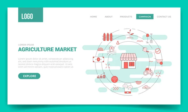 Concepto Mercado Agrícola Con Icono Círculo Para Plantilla Del Sitio — Vector de stock