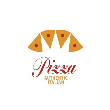 Vektör logo, tasarım öğesi pizza, pizza, pizza teslimi, bir İtalyan restoranı. Shapping bir taç dilimler