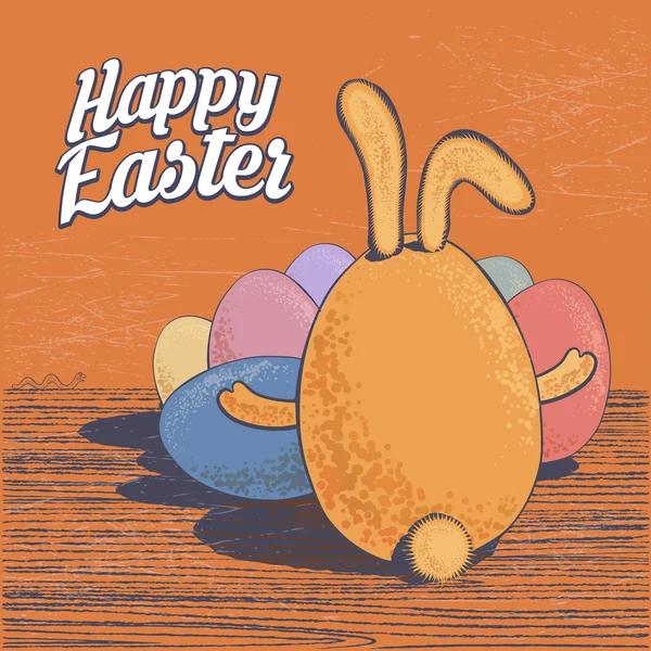 Cartolina d'auguri di felice Pasqua vettoriale. Coniglietto di Pasqua — Vettoriale Stock