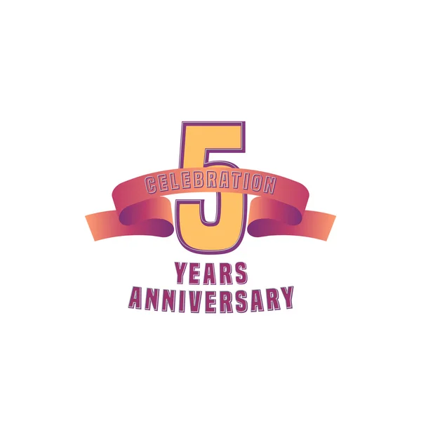 Vector design for five years anniversary celebration — Stock Vector