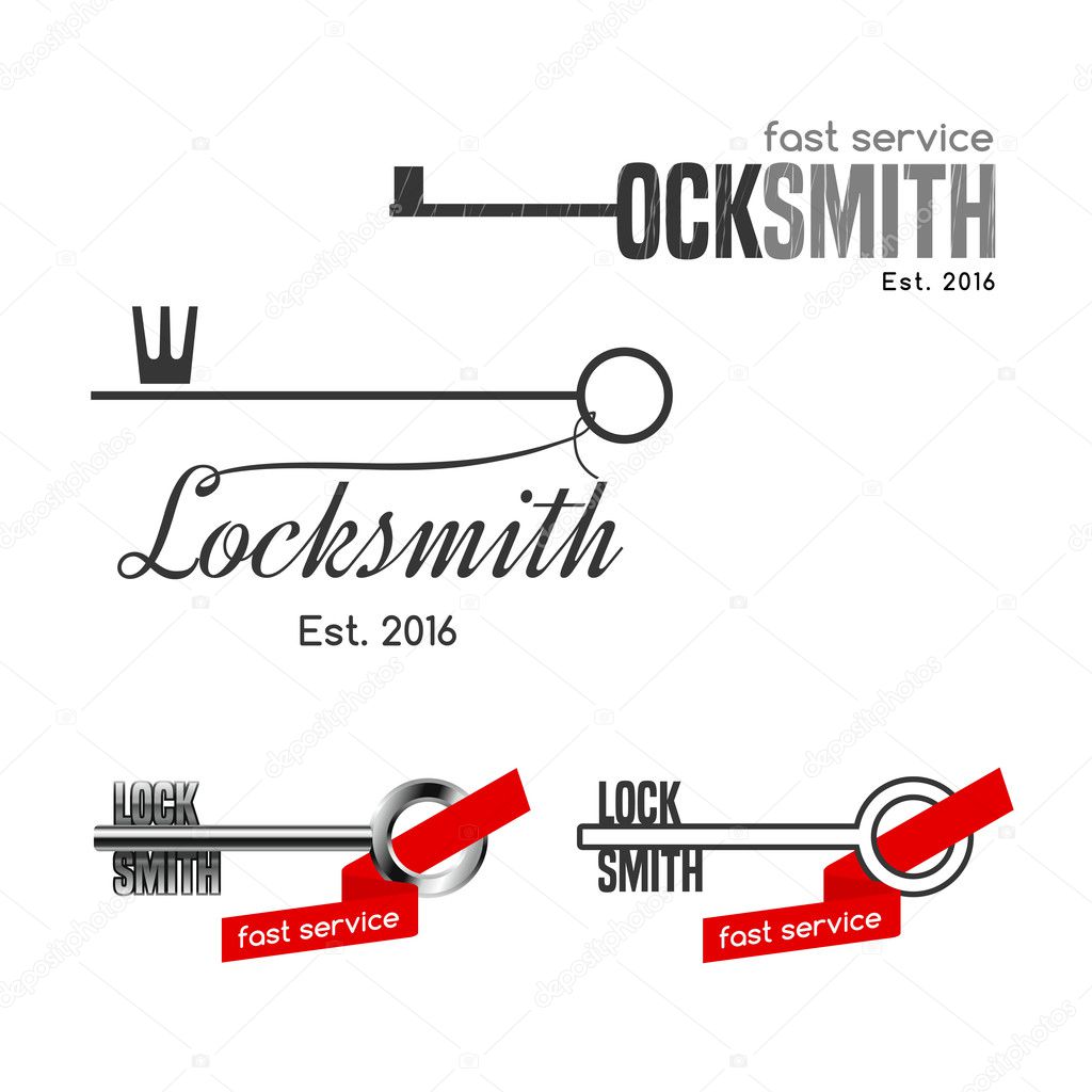 Set of locksmith vector logos. Safety concept icons