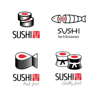 Sushi vektör logolar seti