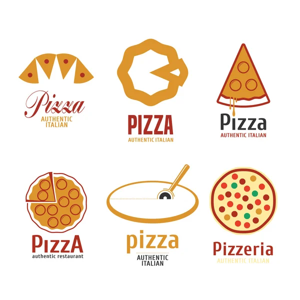 Набор векторных логотипов пиццы — стоковый вектор