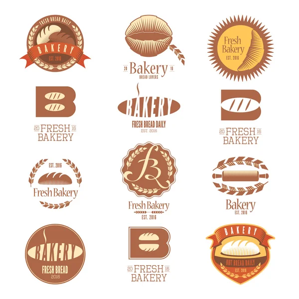 Colección de logotipos de panadería de vector — Vector de stock