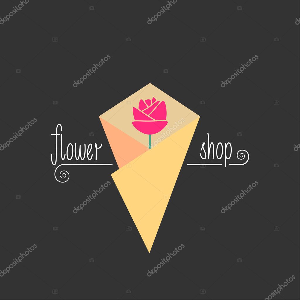 Flower shop vector logo. Florist design element. Hand drawn lettering