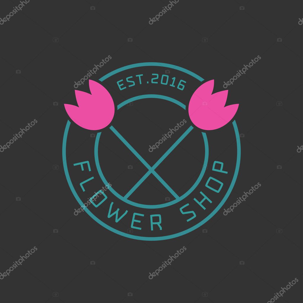 Flower shop logo vector. Florist sign design