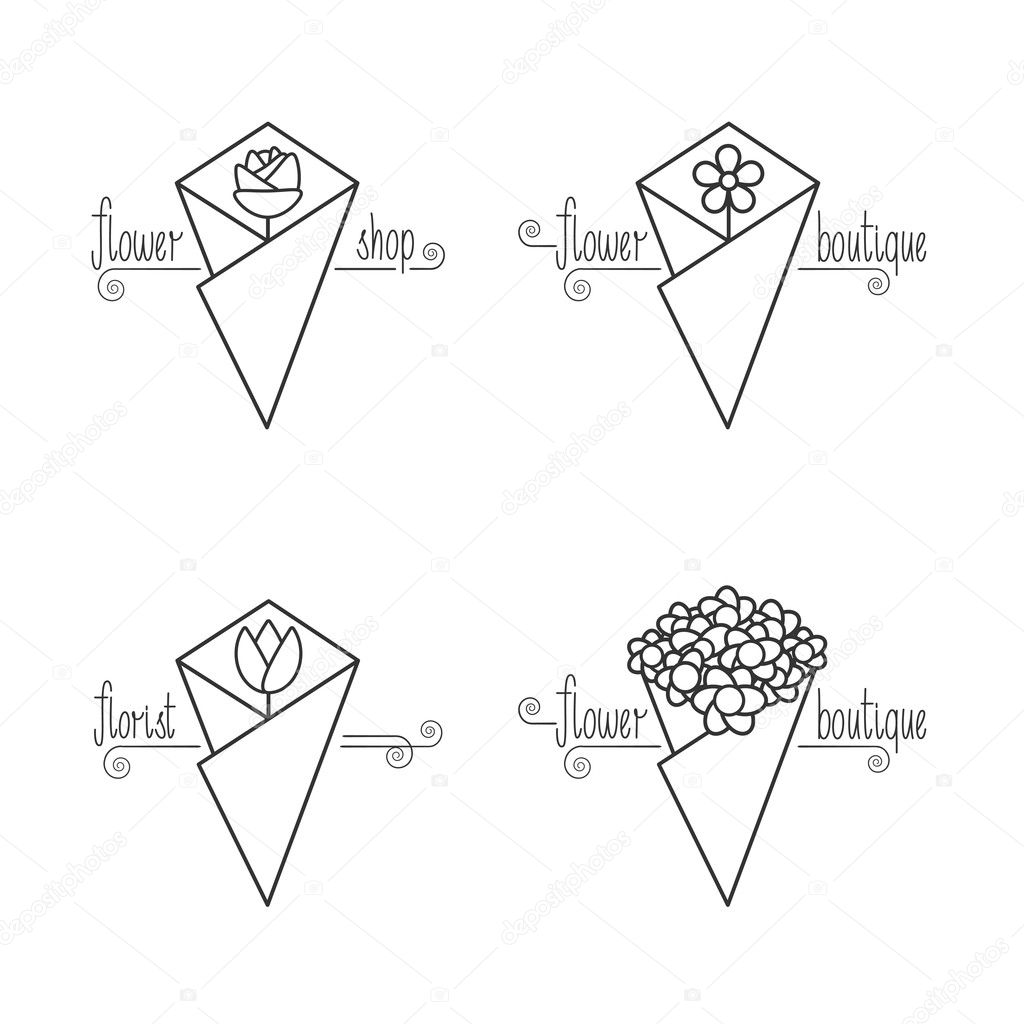 Set of flower shop logo template Stock Vector by ©DarthVector 107905156