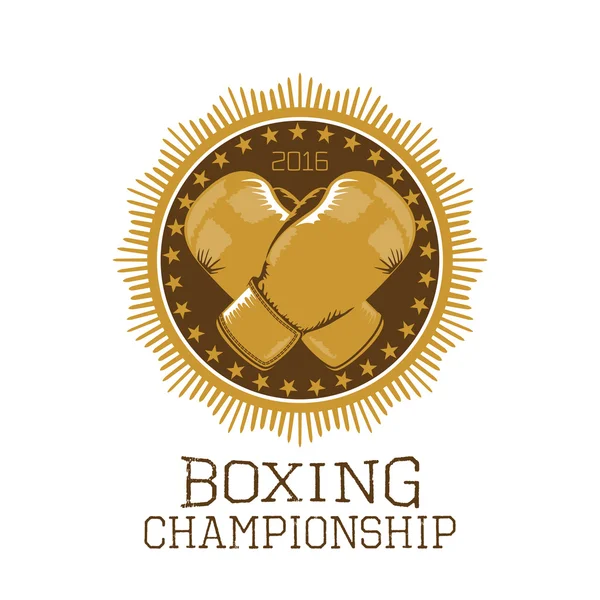 Boxing championship vector logo, emblem, label, design — Stock Vector