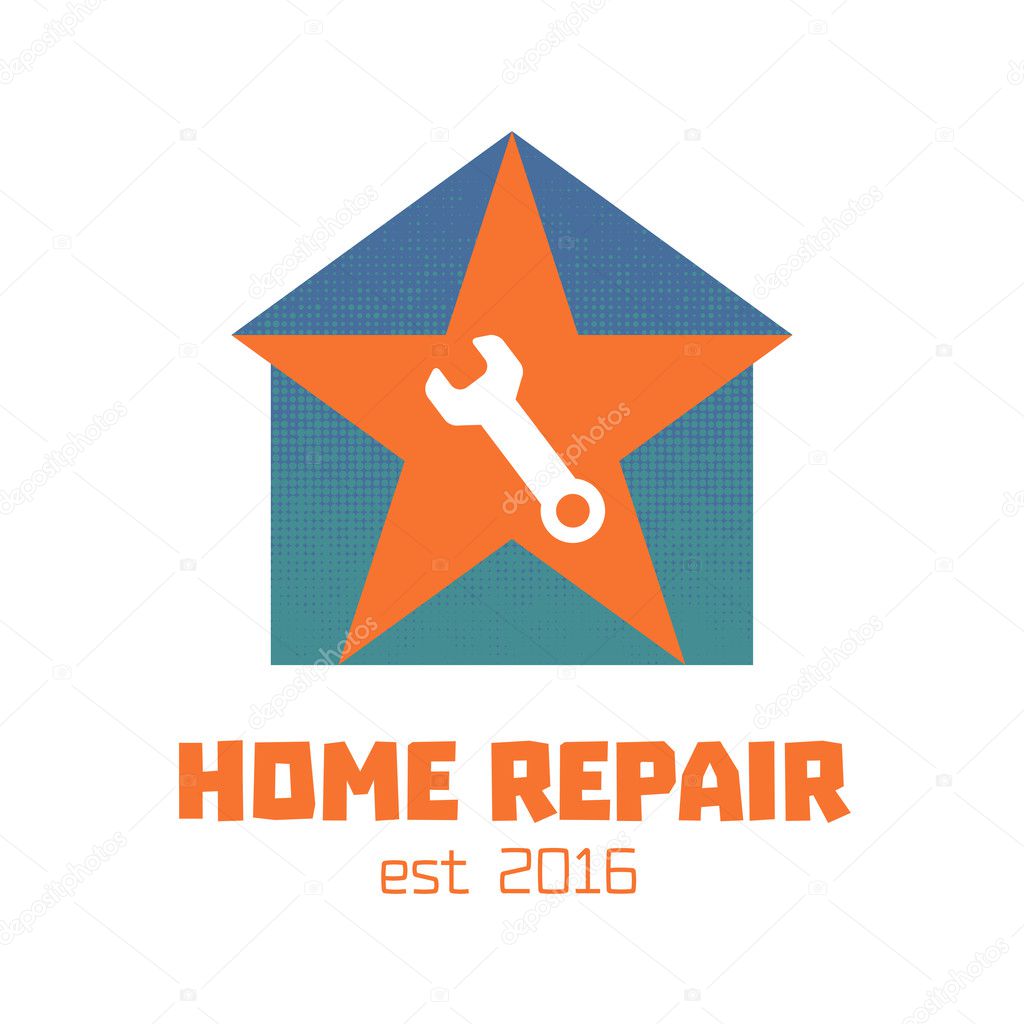 House repair vector logo, badge, design element. Home remodeling concept